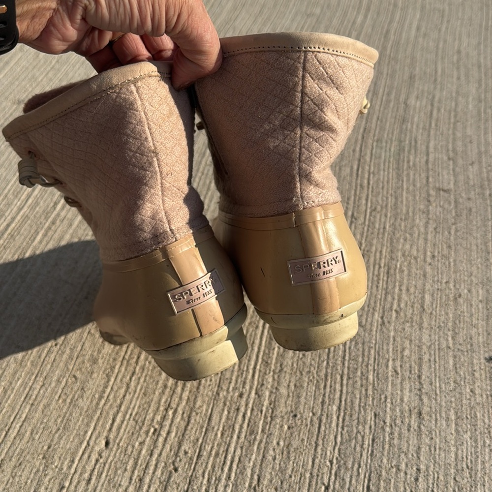 Sperry Top-Sider Saltwater Emboss Wool Rose Dust Rain Duck Boot 7.5 - Picture 2 of 8
